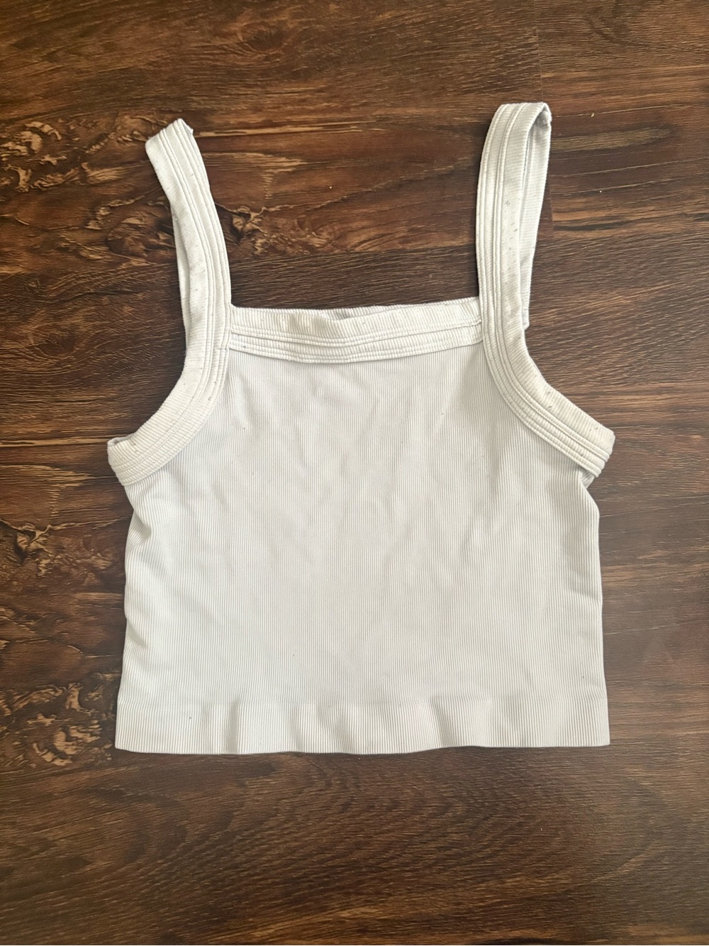 Urban Outfitters Cream Ribbed Square Tank Top